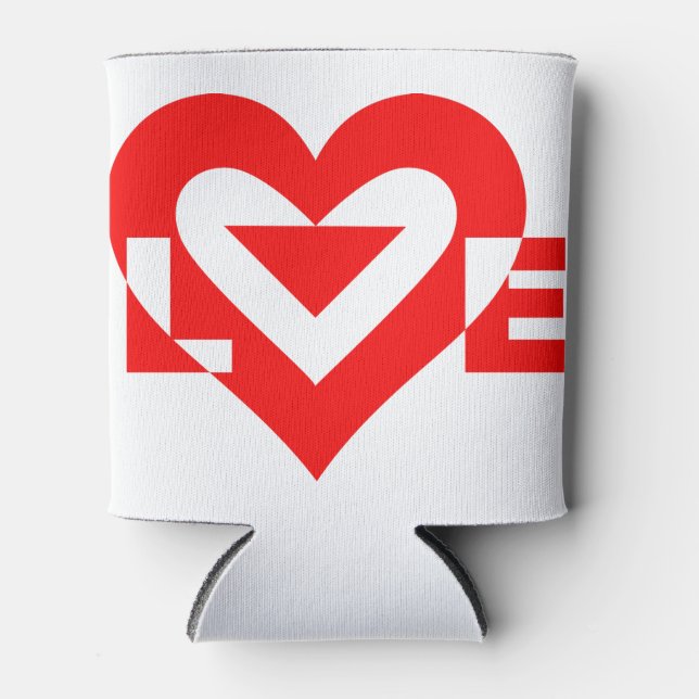 Cool Love Graphic, Red Can Cooler (Front)