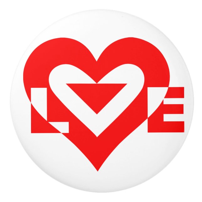Cool Love Graphic, Red Ceramic Knob (Front)