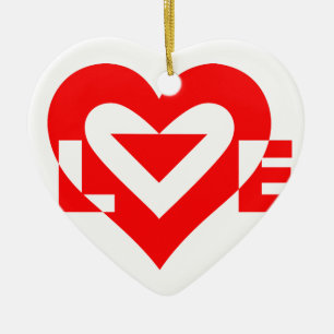 Cool Love Graphic, Red Ceramic Tree Decoration