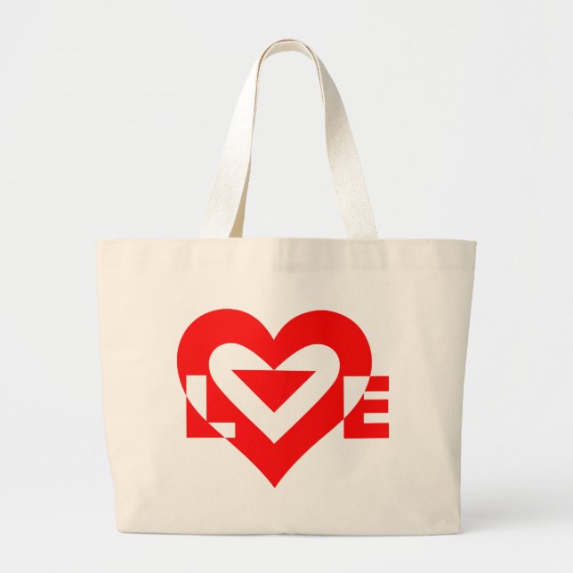 Cool Love Graphic, Red Large Tote Bag (Front)