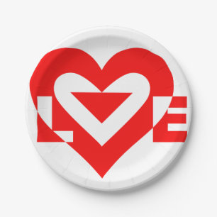 Cool Love Graphic, Red Paper Plate