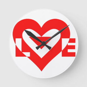 Cool Love Graphic, Red Round Clock