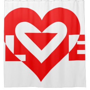 Cool Love Graphic, Red Shower Curtain