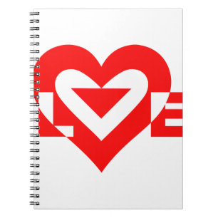 Cool Love Graphic, Red Spiral Notebook