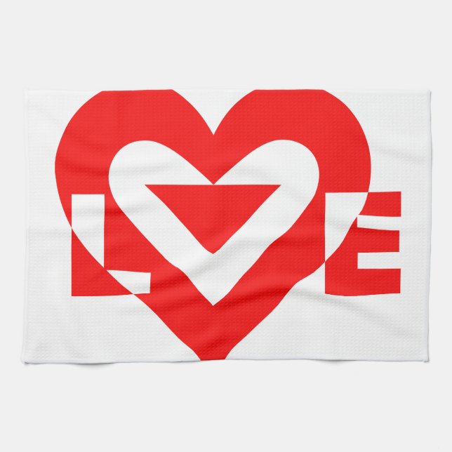 Cool Love Graphic, Red Tea Towel (Horizontal)