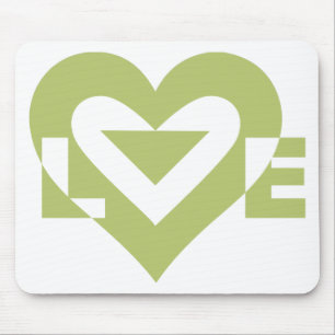 Cool Love Graphic, Sage Green Mouse Pad