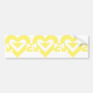 Cool Love Graphic, Yellow Bumper Sticker