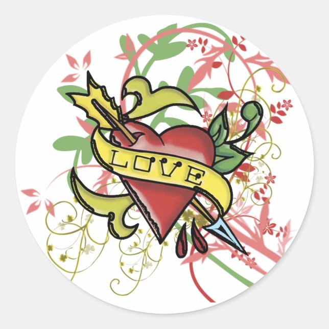 Cool Love Tattoo Classic Round Sticker (Front)