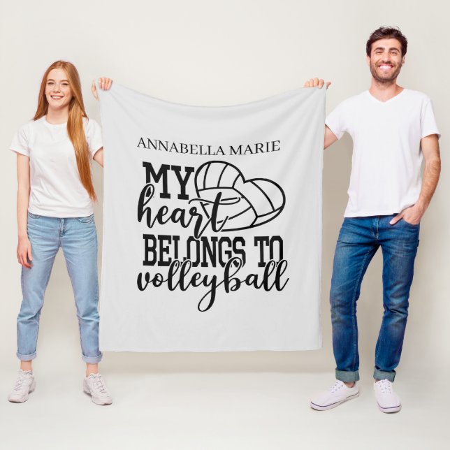 cool love volleyball heart add name fleece blanket (In Situ)