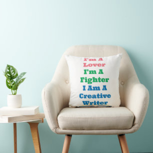 Cool Lover Fighter Creative Writer Author Saying Cushion