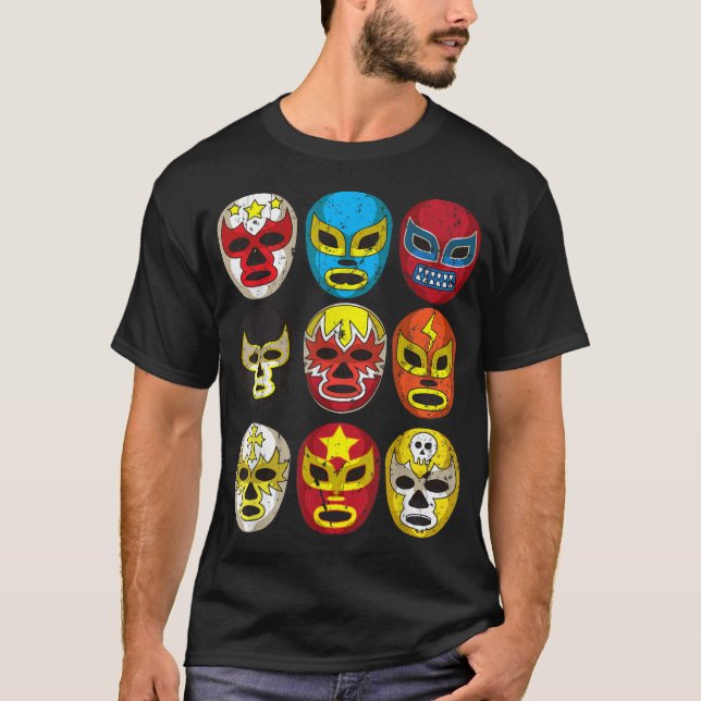 Cool Lucha Libre Wrestlers Masks T-Shirt (Front)