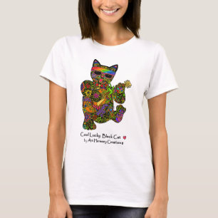 Cool Lucky Black Cat Woman's T-Shirt