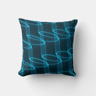 Cool Luminous Blue Wave Pattern Cushion