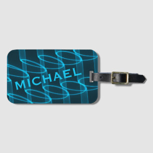 Cool Luminous Blue Wave Pattern Personalised Luggage Tag