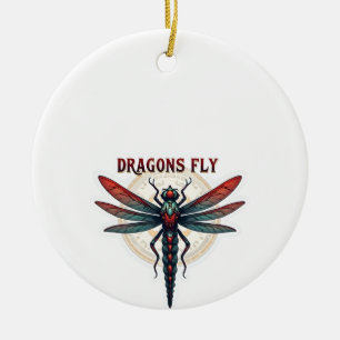 Cool Machined Steampunk Dragonfly - Dragons Fly -  Ceramic Tree Decoration