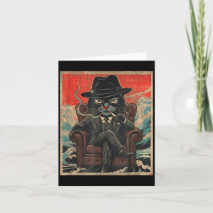 Cool Mafia Cat Funny The Catfather Smoking Vintage Card