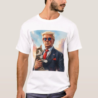 Cool MAGA Cat TRUMP Holding a Cat cute fun T-Shirt