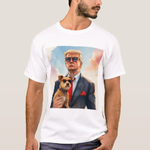 Cool MAGA Cat TRUMP Holding a Dog cute Sunglasses T-Shirt