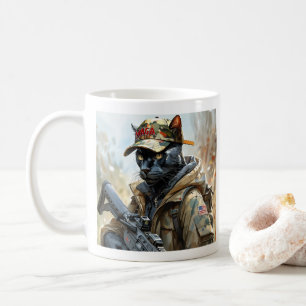 Cool MAGA Cat with Gun & Camouflage BLACK PANTHER Coffee Mug