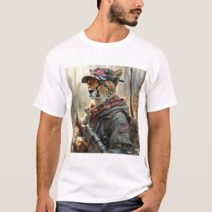 Cool MAGA Cat with Gun & Camouflage CHEETAH T-Shirt