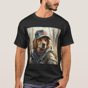 Cool MAGA Dog with Gun and Camouflage Cute puppy T-Shirt