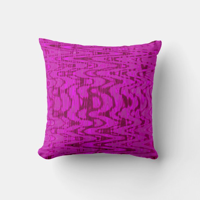 Cool Magenta Abstract Tie Dye Retro Waves Cushion (Front)