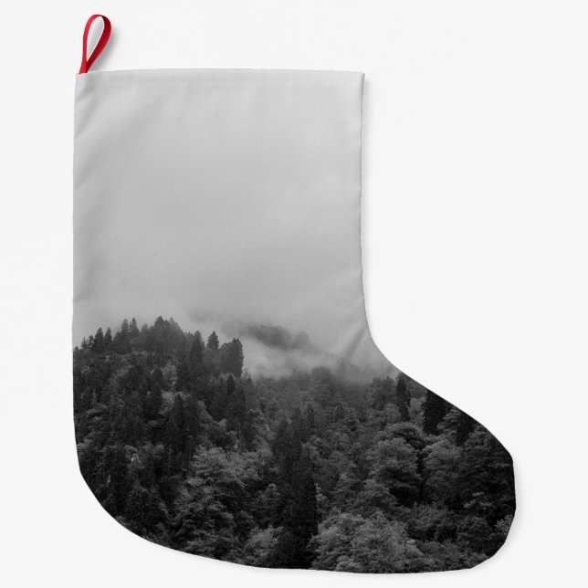 Cool, magical foggy nature large christmas stocking (Front)