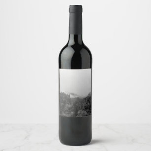 Cool, magical foggy nature wine label