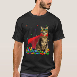 Cool Maine Coon Autism Awareness Graphic Cat T-Shirt