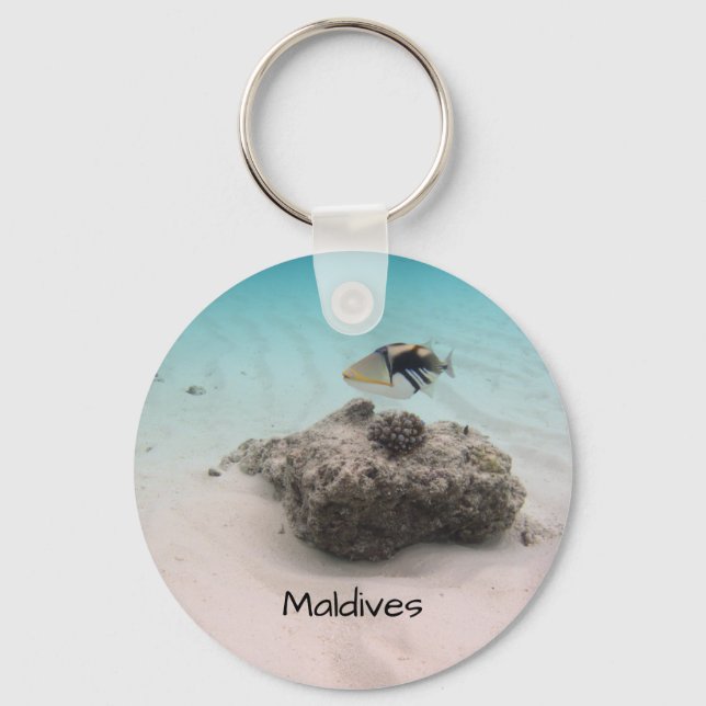 Cool Maldives Underwater Coral Fish Souvenir Key Ring (Front)