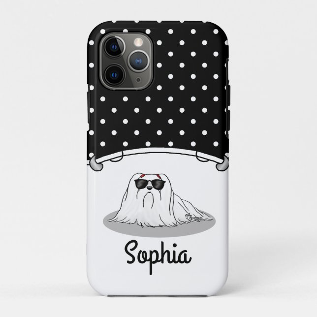 Cool Maltese Dog with Sunglasses Cute Funny Case-Mate iPhone Case (Back)