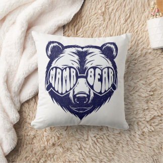 Cool Mama Bear Wearing Sunglasses Navy Blue Animal Cushion