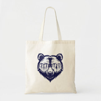 Cool Mama Bear Wearing Sunglasses Navy Blue Animal Tote Bag