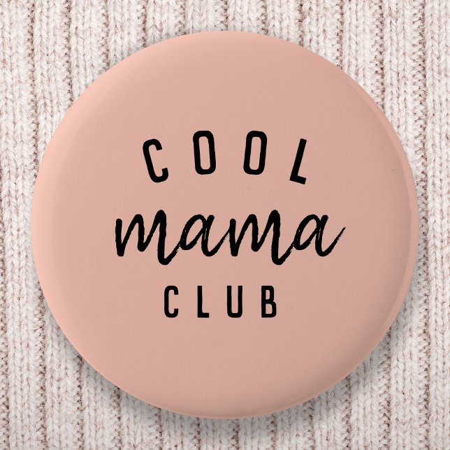 Cool Mama Club | Modern Peachy Pink Mother's Day 6 Cm Round Badge (Creator Uploaded)