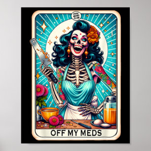 Cool Mama Club Tarot Card Skeleton Halloween Poster