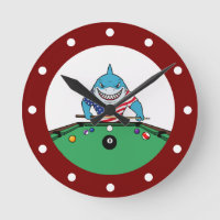Cool Man Cave Pool Shark Wall Clocks