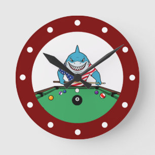 Cool Man Cave Pool Shark Wall Clocks