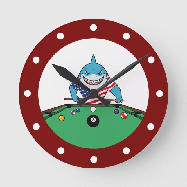 Cool Man Cave Pool Shark Wall Clocks (Front)
