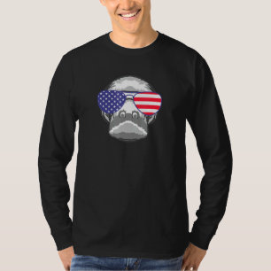 Cool Manatee Wearing Usa Flag Sunglasses Us Americ T-Shirt