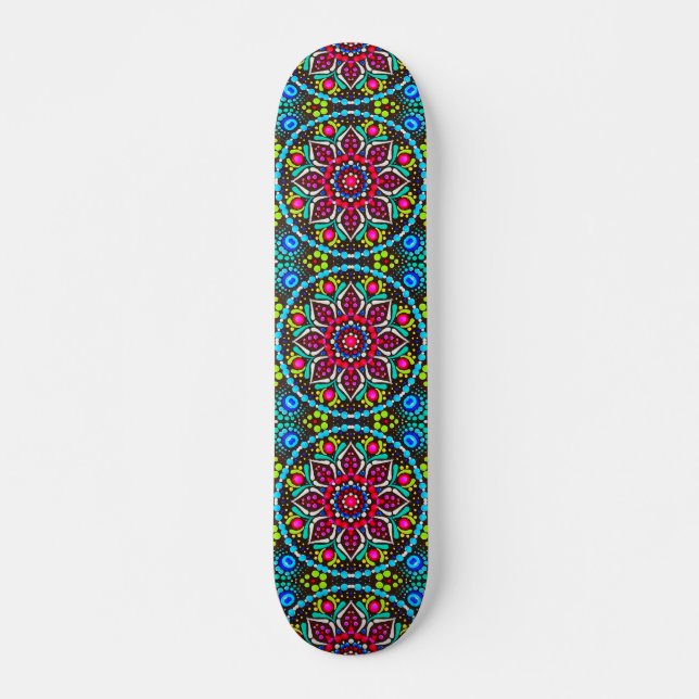 Cool Mandala Dot Art Pattern Deck Skateboard (Front)