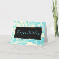 Cool Marble Design in Turquoise and Cream Birthday