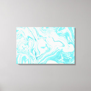 Cool Marble Design in Turquoise and Cream Canvas Print