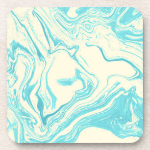 Cool Marble Design in Turquoise and Cream Coaster