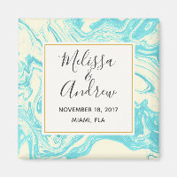Cool Marble Design in Turquoise and Cream Wedding