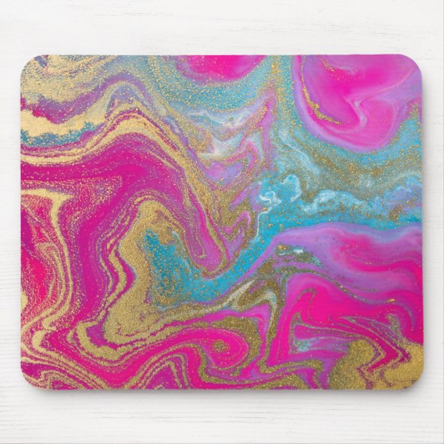 Cool Marble Gold Glitter Colourful Mouse Pad (Front)