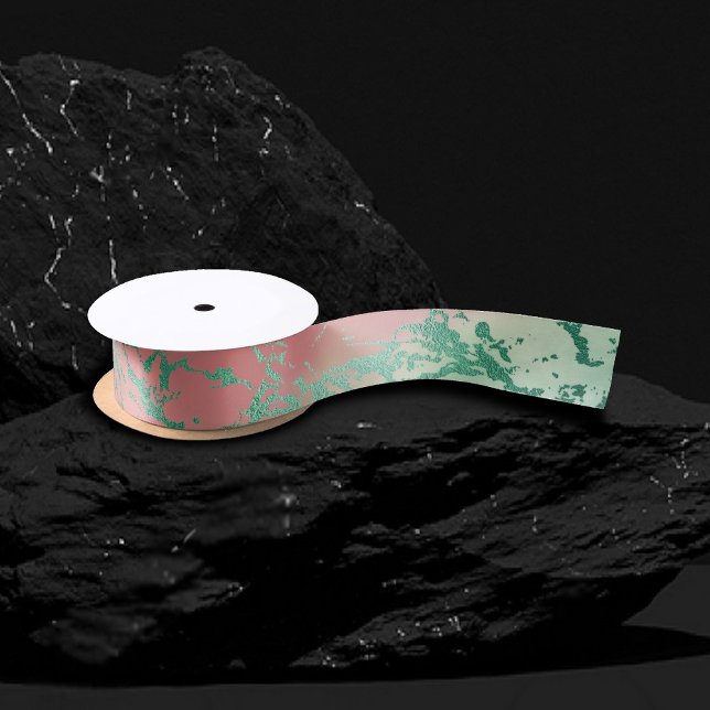 Cool Marble | Lovely Pastel Coral and Green Ombre Satin Ribbon (Creator Uploaded)