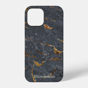 Cool Marble Stone Texture Grey Gold iPhone 12 Case