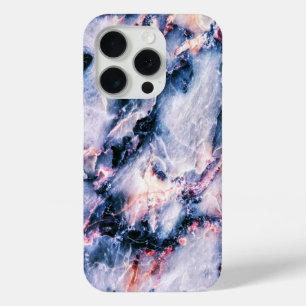 Cool Marble Texture blue pink white iPhone 15 Pro Case