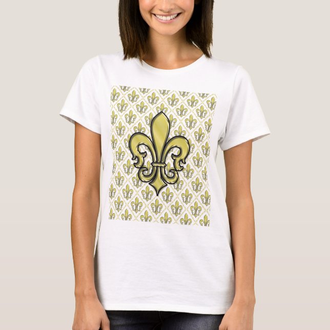 Cool Mardi Gras Fleur de Lis Design T-Shirt (Front)
