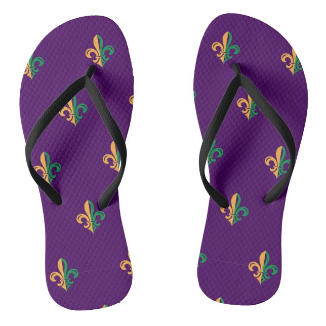 Cool Mardi Gras Fleur de Lis Jandals (Footbed)